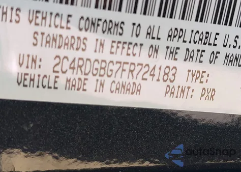 2015 Dodge Grand Caravan American Value Pkg from USA, damaged, VIN 2C4RDGBG7FR724183